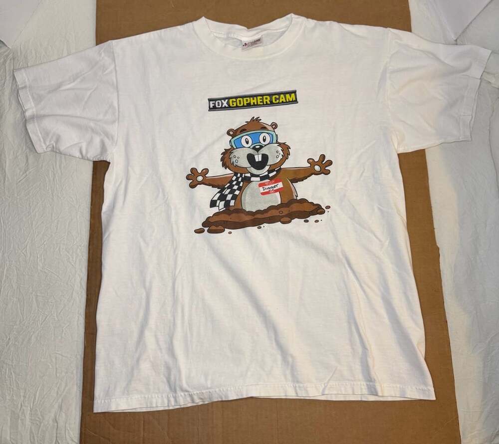 Y2K Chase Authentics Fox Gopher Cam Digger T-Shirt Size L White
